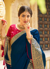 Navy Blue Colour Saree Looking Great